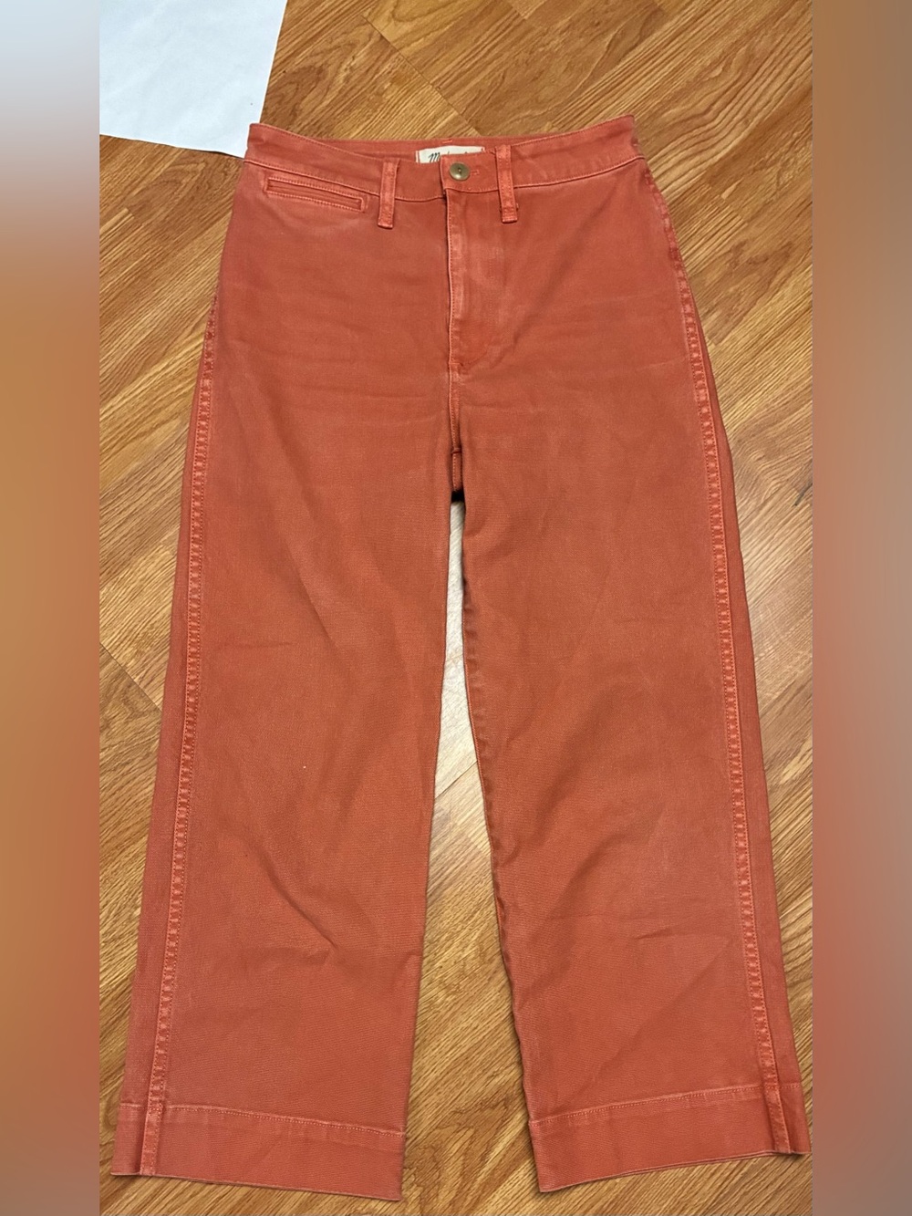 Madewell High Rise Slim Wide Leg Pants Rust Orange 25